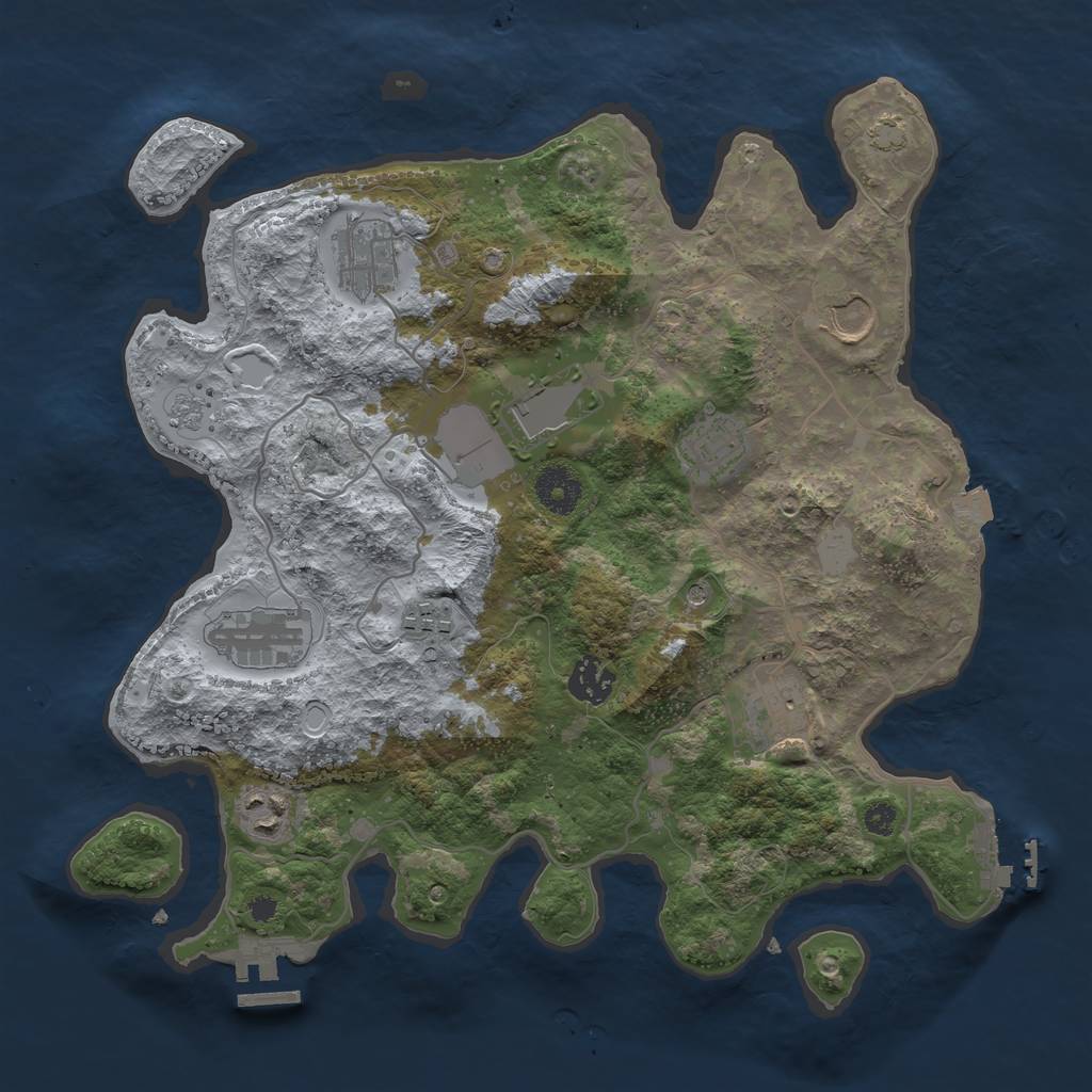 Rust Map: Procedural Map, Size: 3500, Seed: 2072775630, 17 Monuments