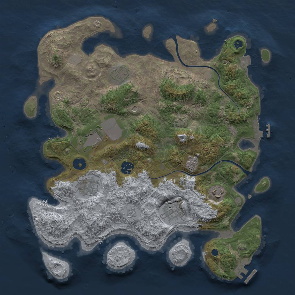 Rust Map: Procedural Map, Size: 3500, Seed: 1436969668, 13 Monuments