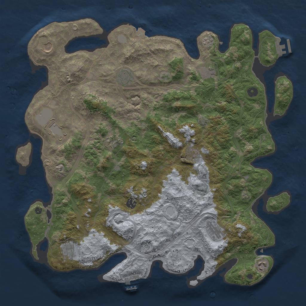 Rust Map: Procedural Map, Size: 4500, Seed: 844988278, 19 Monuments