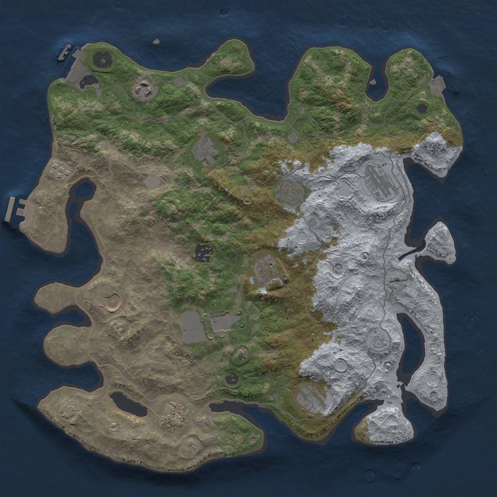 Rust Map: Procedural Map, Size: 4000, Seed: 392874, 19 Monuments