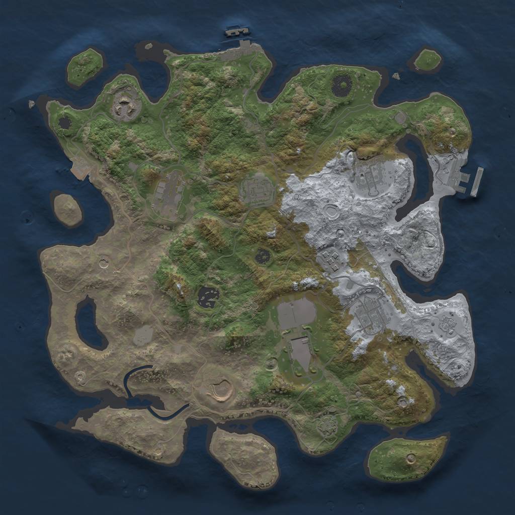 Rust Map: Procedural Map, Size: 3500, Seed: 1480054526, 17 Monuments