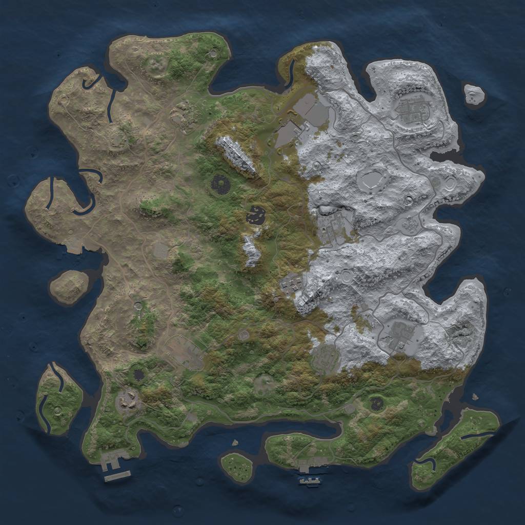 Rust Map: Procedural Map, Size: 4000, Seed: 745899, 18 Monuments