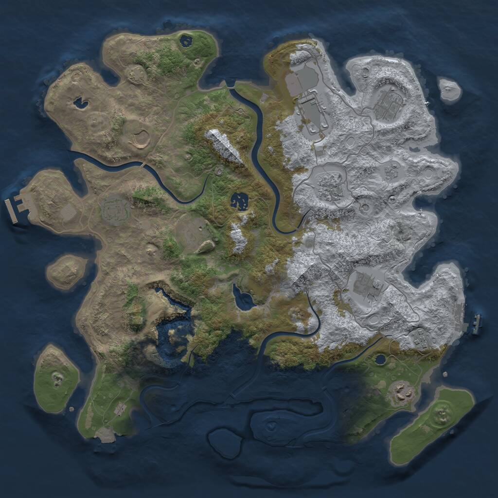 Rust Map: Procedural Map, Size: 4000, Seed: 745899, 16 Monuments