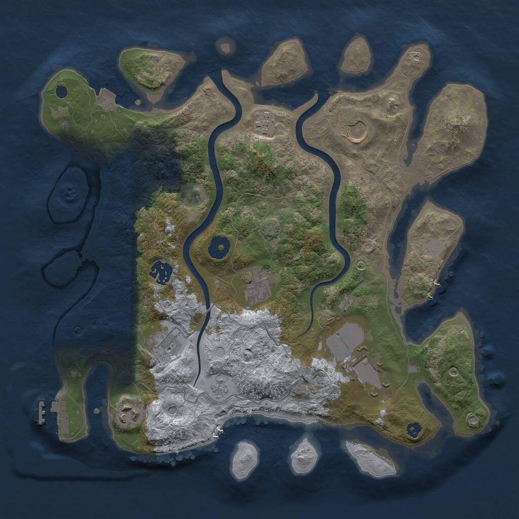 Rust Map: Procedural Map, Size: 3500, Seed: 28933, 12 Monuments