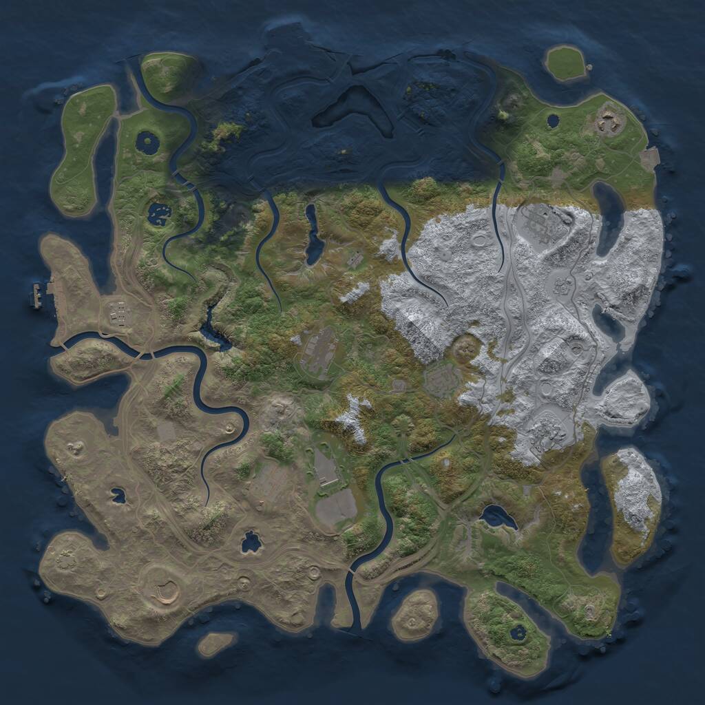 Rust Map: Procedural Map, Size: 4500, Seed: 825301, 16 Monuments