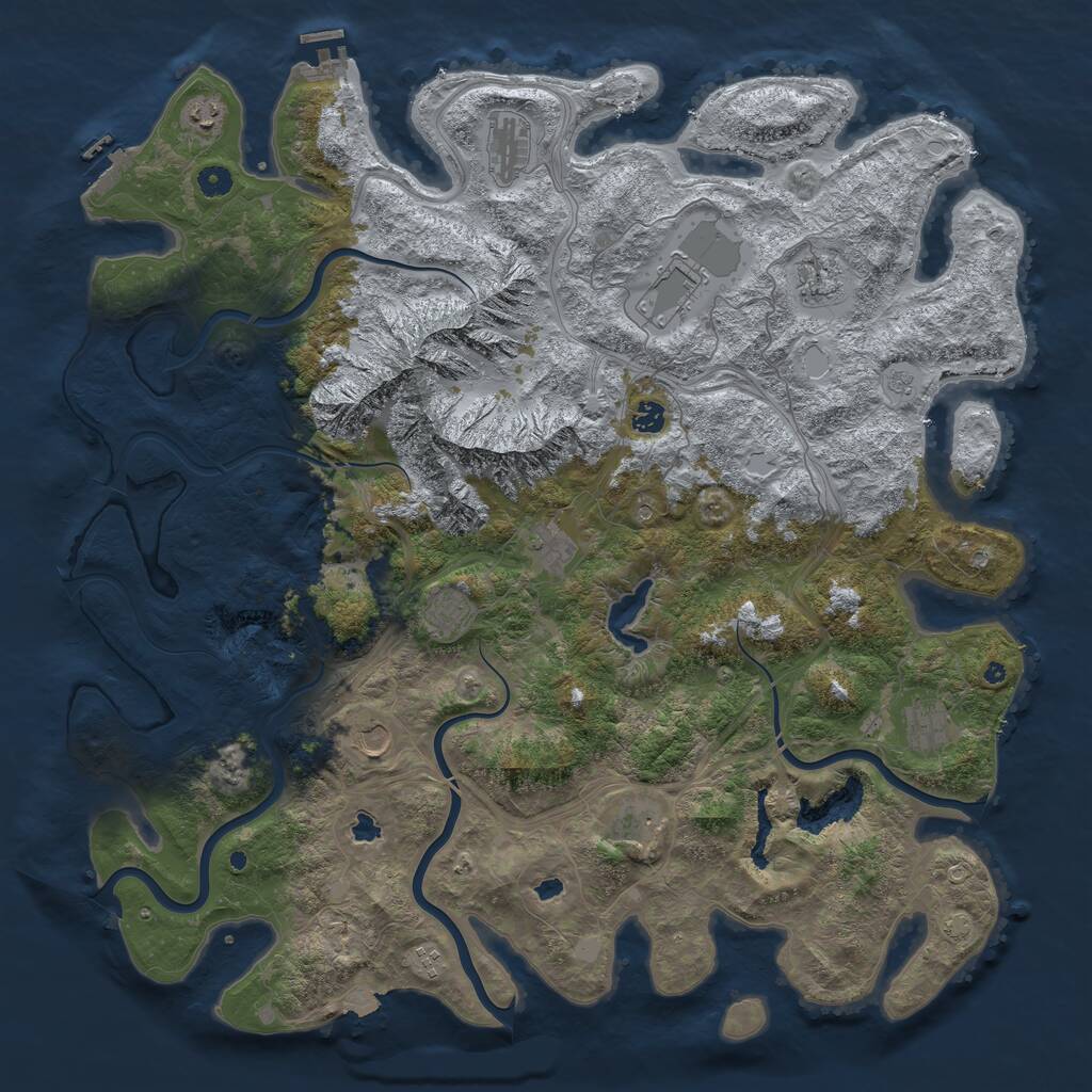 Rust Map: Procedural Map, Size: 5000, Seed: 2039728499, 17 Monuments