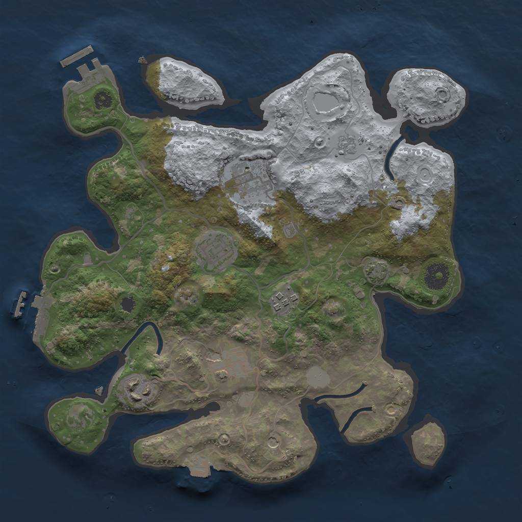 Rust Map: Procedural Map, Size: 3000, Seed: 2112394305, 13 Monuments