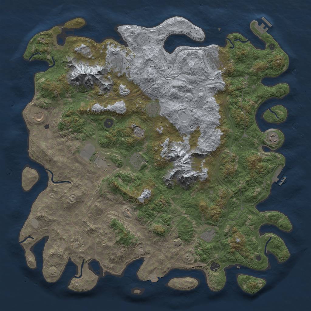 Rust Map: Procedural Map, Size: 5000, Seed: 322435511, 19 Monuments