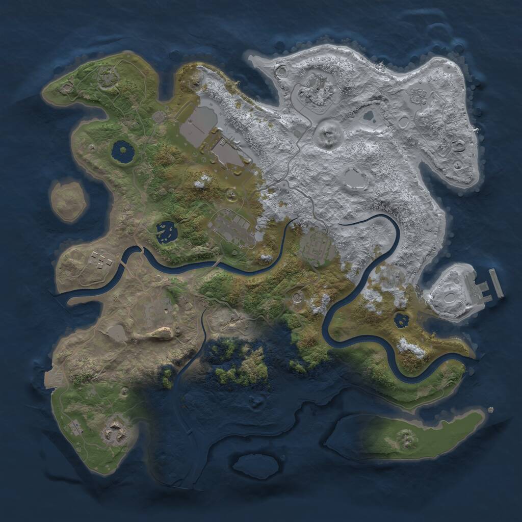 Rust Map: Procedural Map, Size: 3500, Seed: 42700, 13 Monuments