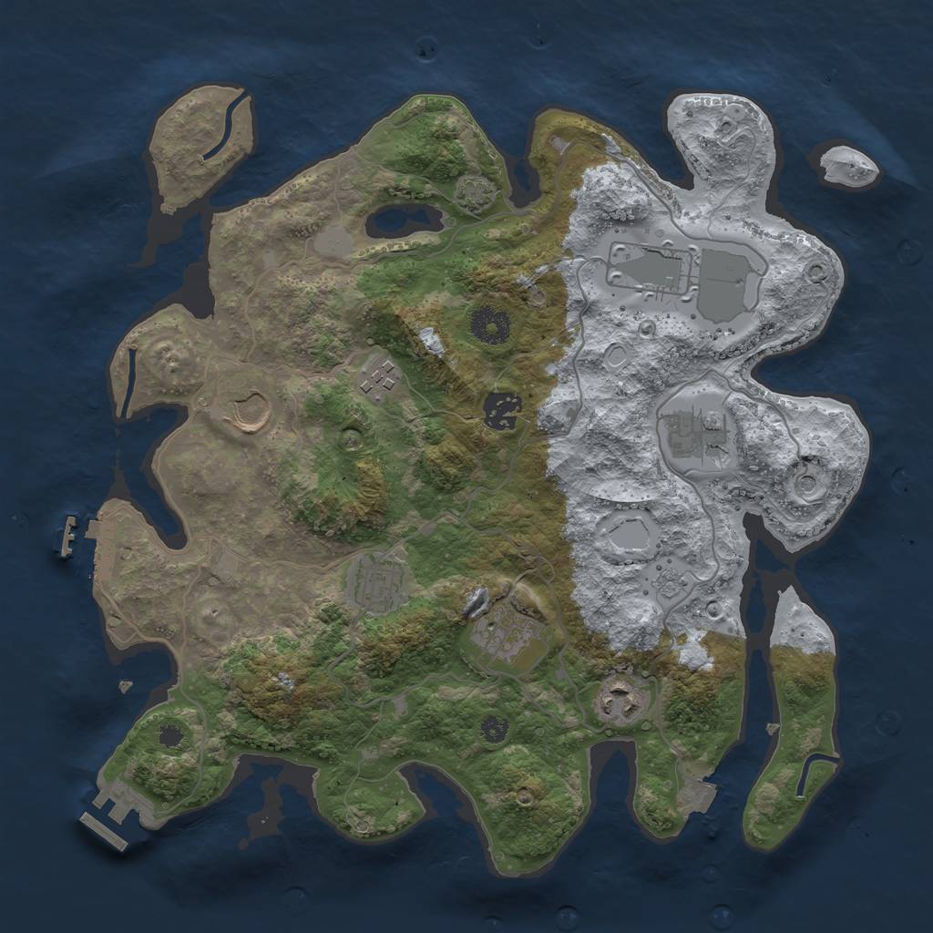 Rust Map: Procedural Map, Size: 3500, Seed: 31888628, 16 Monuments