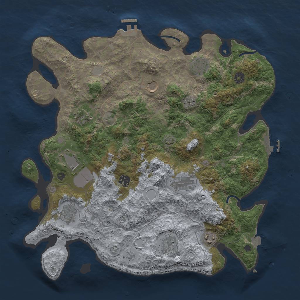 Rust Map: Procedural Map, Size: 3900, Seed: 1332335, 18 Monuments