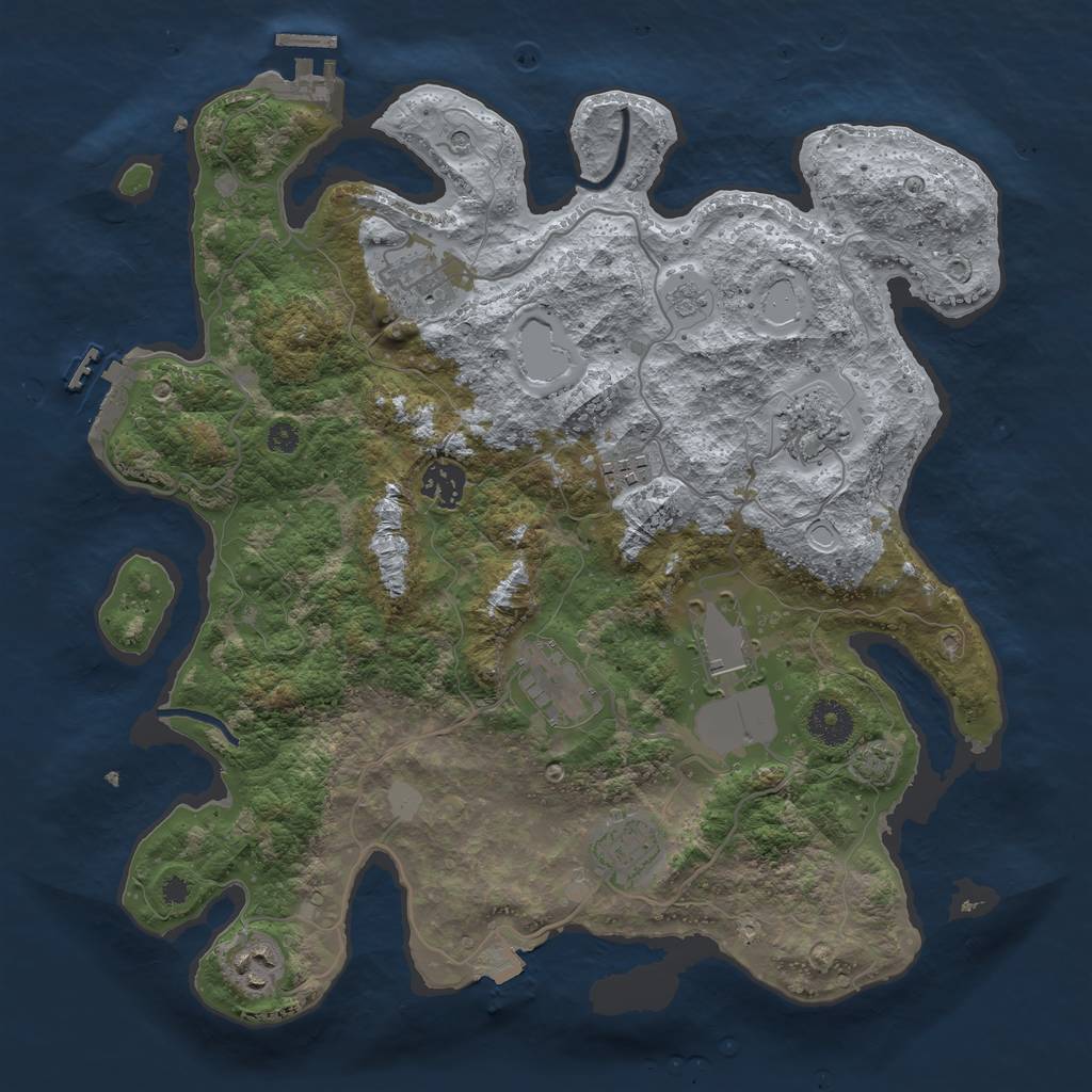 Rust Map: Procedural Map, Size: 3600, Seed: 343201321, 16 Monuments