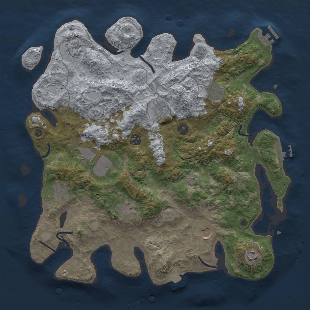 Rust Map: Procedural Map, Size: 3998, Seed: 1607351321, 18 Monuments