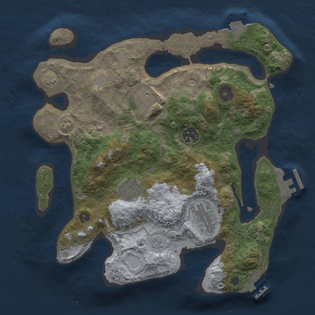 Rust Map: Procedural Map, Size: 3000, Seed: 5864037, 12 Monuments