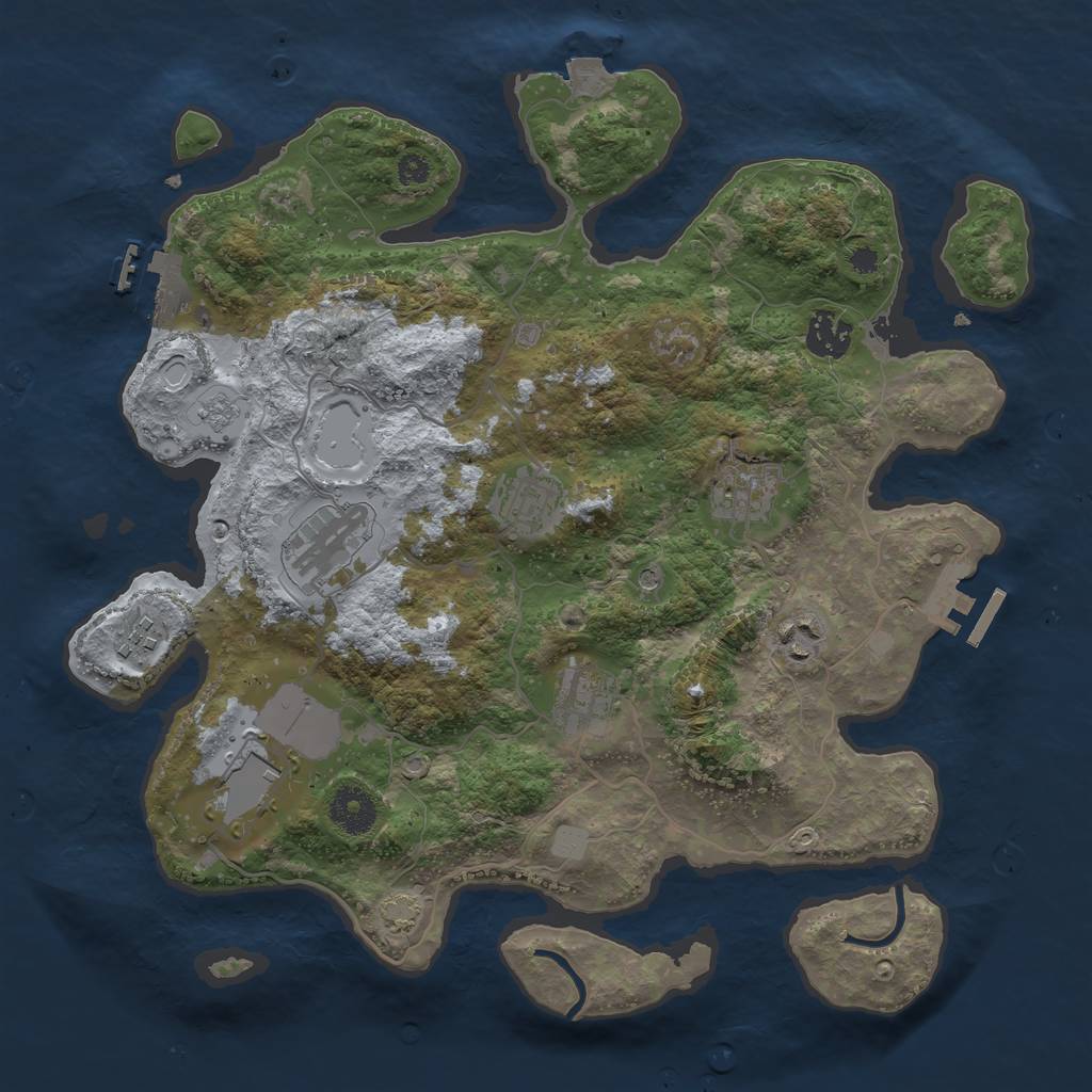 Rust Map: Procedural Map, Size: 3500, Seed: 1756732731, 16 Monuments