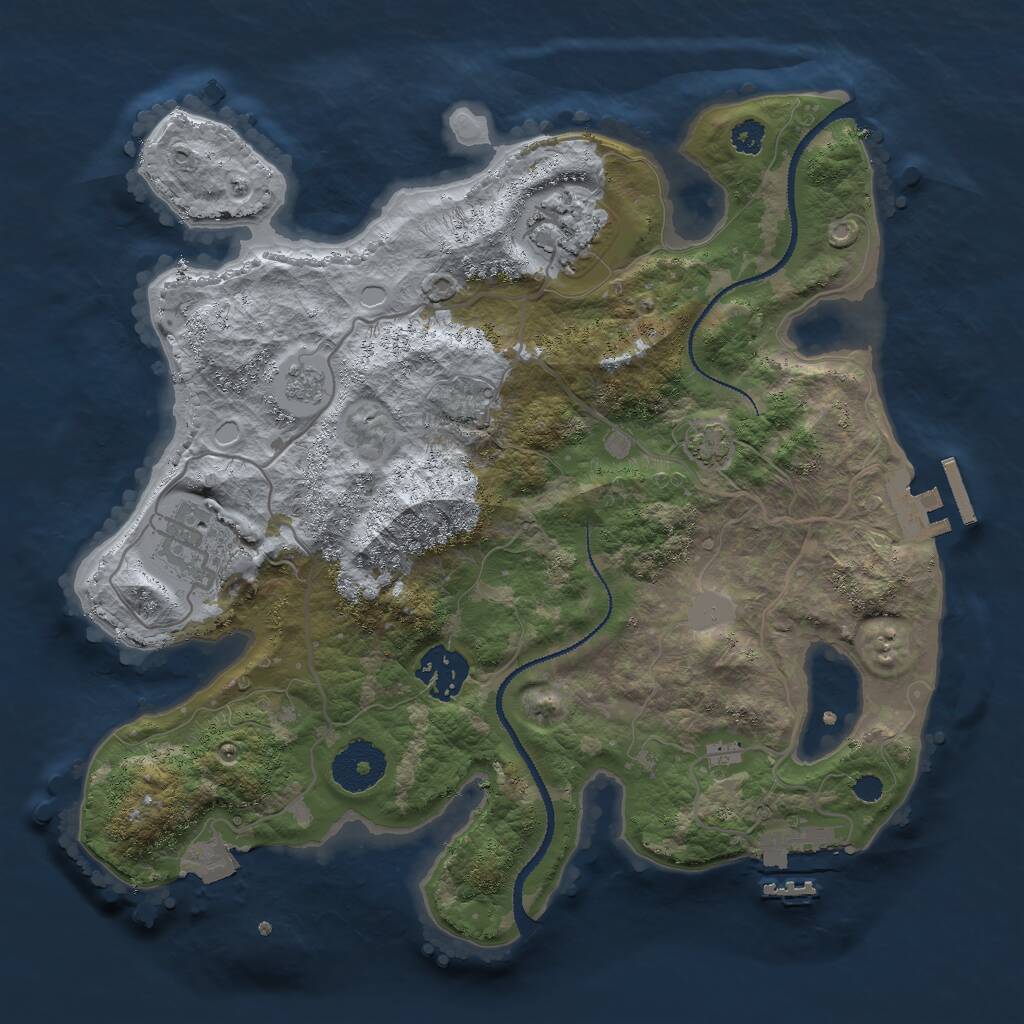 Rust Map: Procedural Map, Size: 3000, Seed: 889777, 8 Monuments