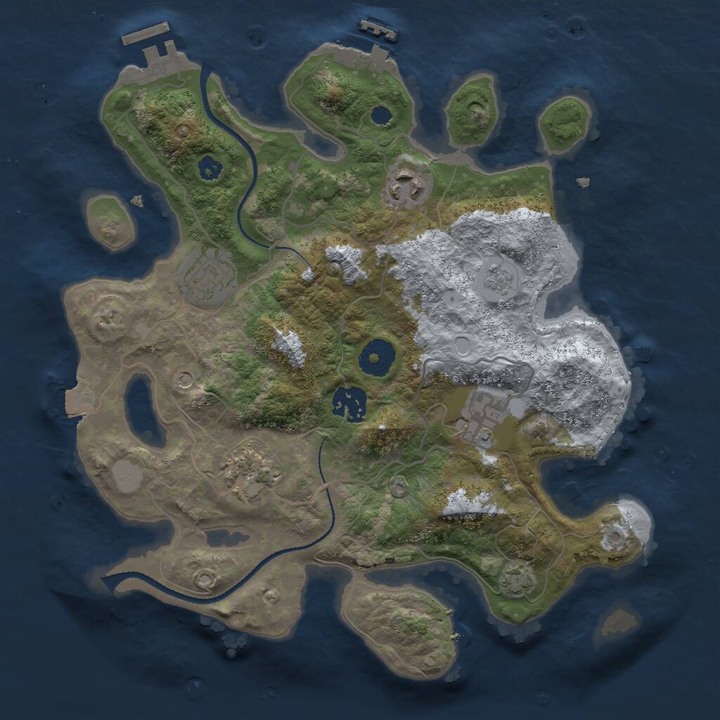 Rust Map: Procedural Map, Size: 3000, Seed: 1480054526, 11 Monuments
