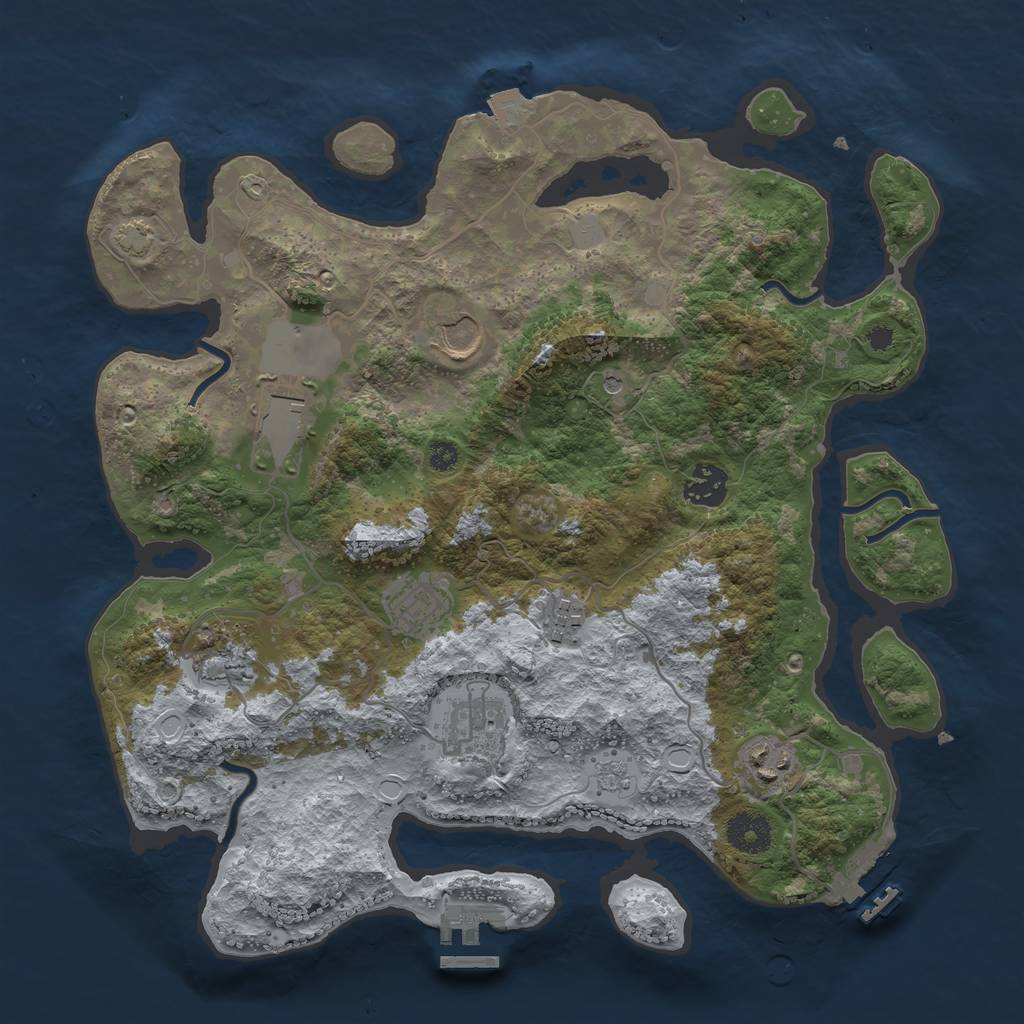 Rust Map: Procedural Map, Size: 3500, Seed: 7982362, 16 Monuments