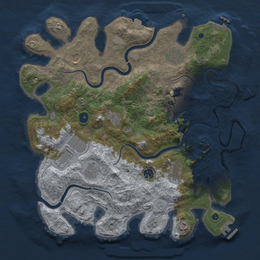 Rust Map: Procedural Map, Size: 3900, Seed: 31633888, 16 Monuments