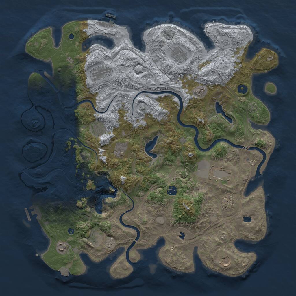Rust Map: Procedural Map, Size: 4500, Seed: 245103603, 17 Monuments