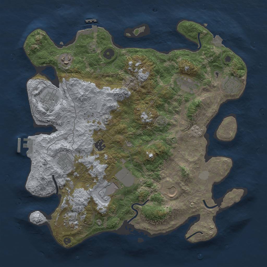Rust Map: Procedural Map, Size: 3750, Seed: 352165132, 18 Monuments