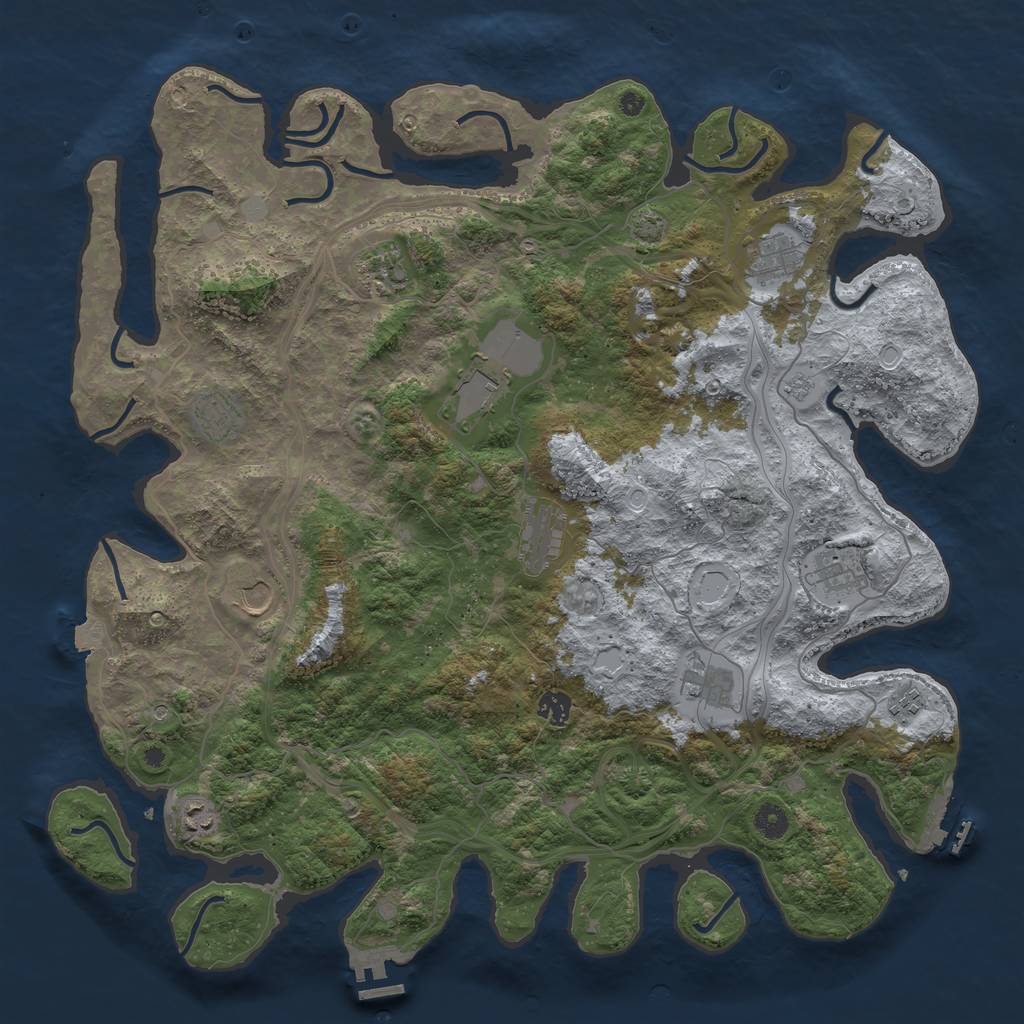 Rust Map: Procedural Map, Size: 4500, Seed: 2057647950, 19 Monuments