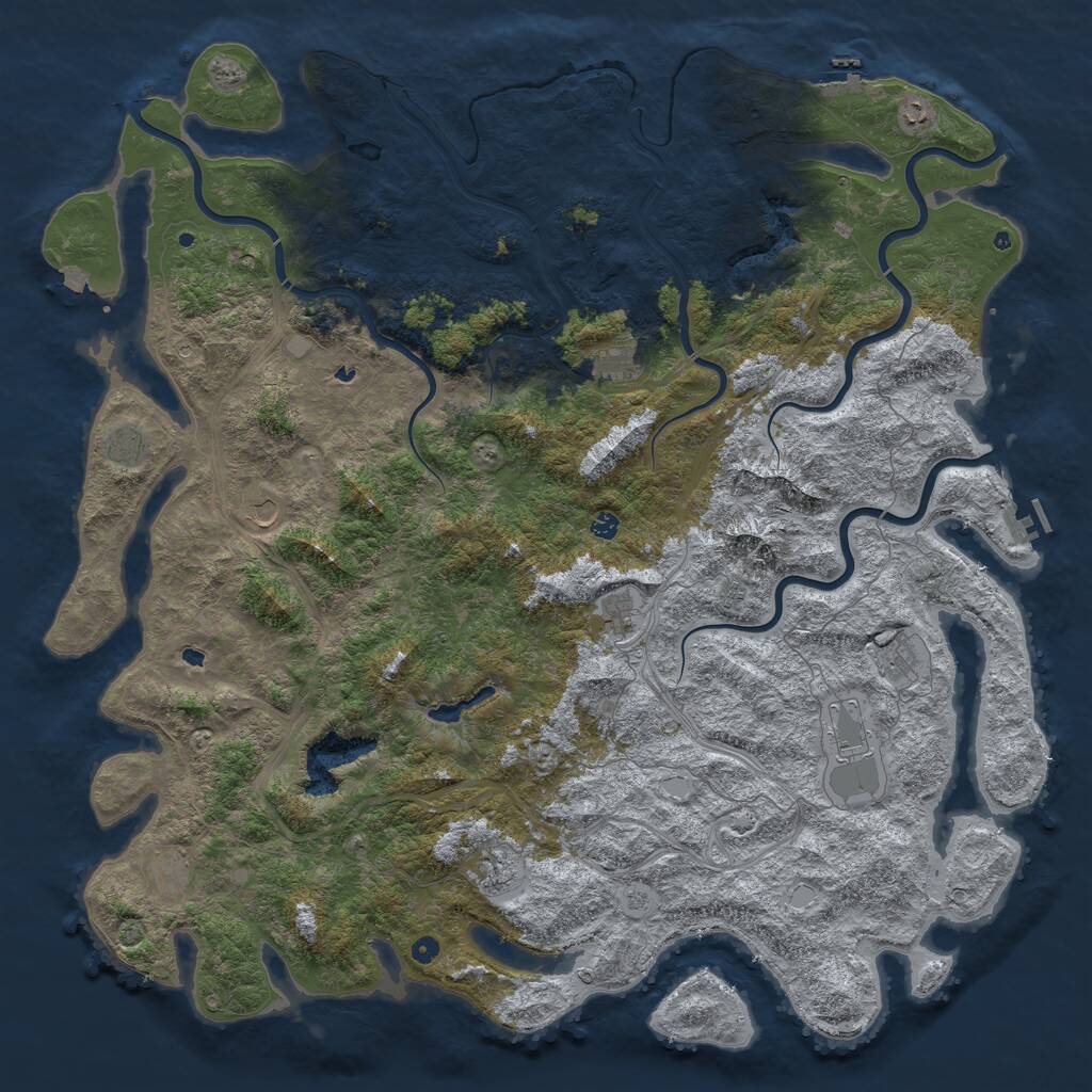 Rust Map: Procedural Map, Size: 6000, Seed: 1051022724, 17 Monuments