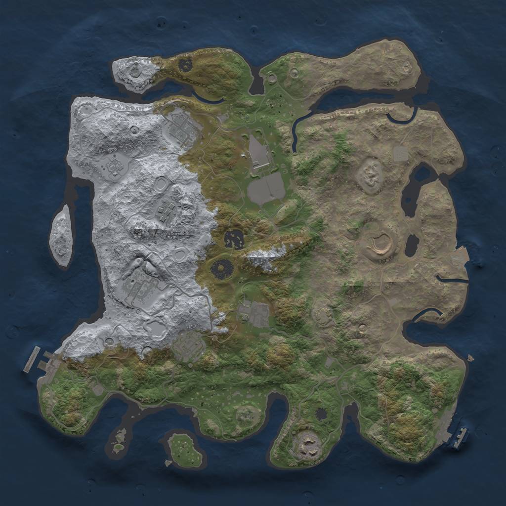 Rust Map: Procedural Map, Size: 3600, Seed: 741978129, 17 Monuments