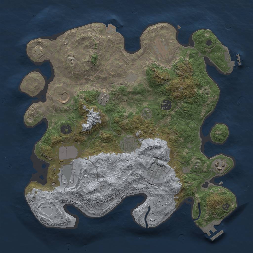 Rust Map: Procedural Map, Size: 3500, Seed: 78740336, 16 Monuments