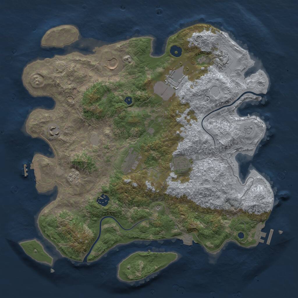 Rust Map: Procedural Map, Size: 3800, Seed: 44433, 14 Monuments