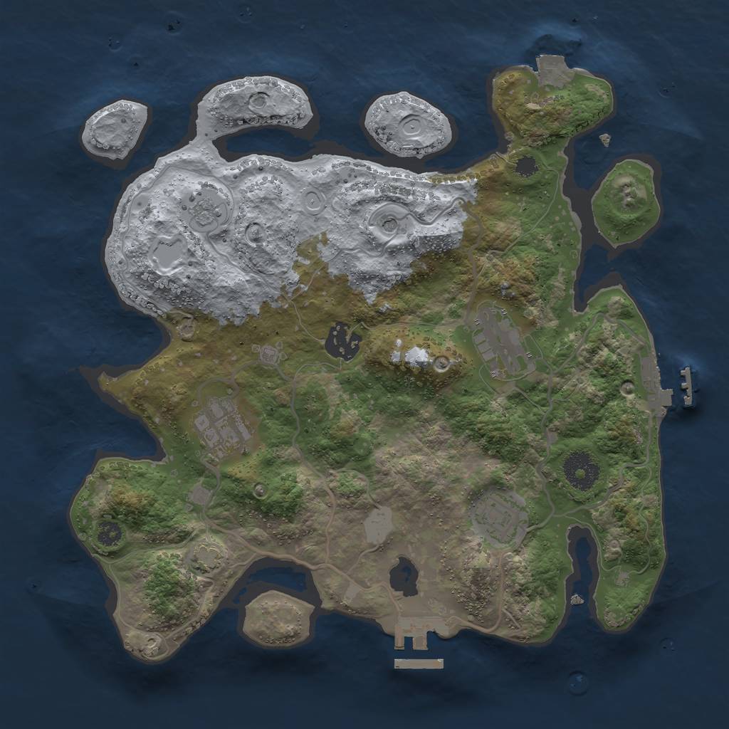 Rust Map: Procedural Map, Size: 3000, Seed: 32814740, 12 Monuments