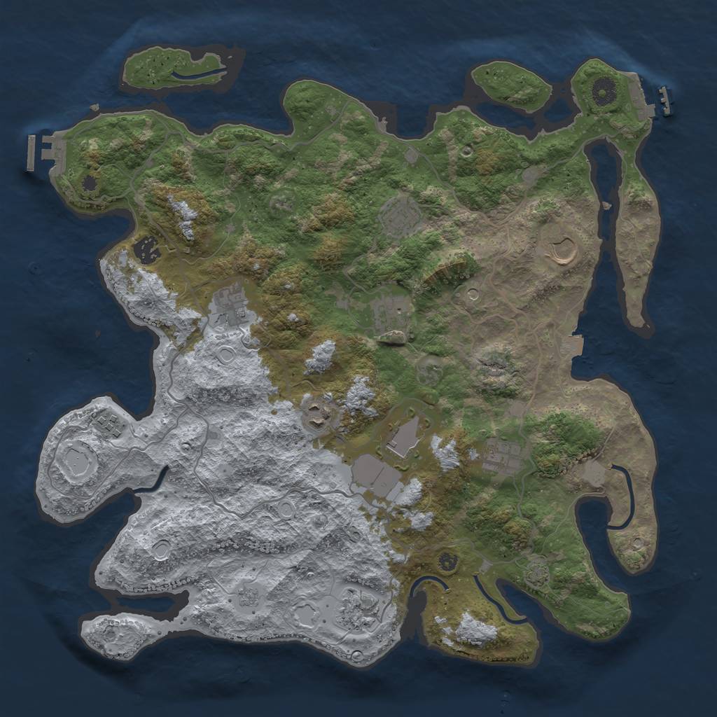 Rust Map: Procedural Map, Size: 4000, Seed: 429844, 18 Monuments