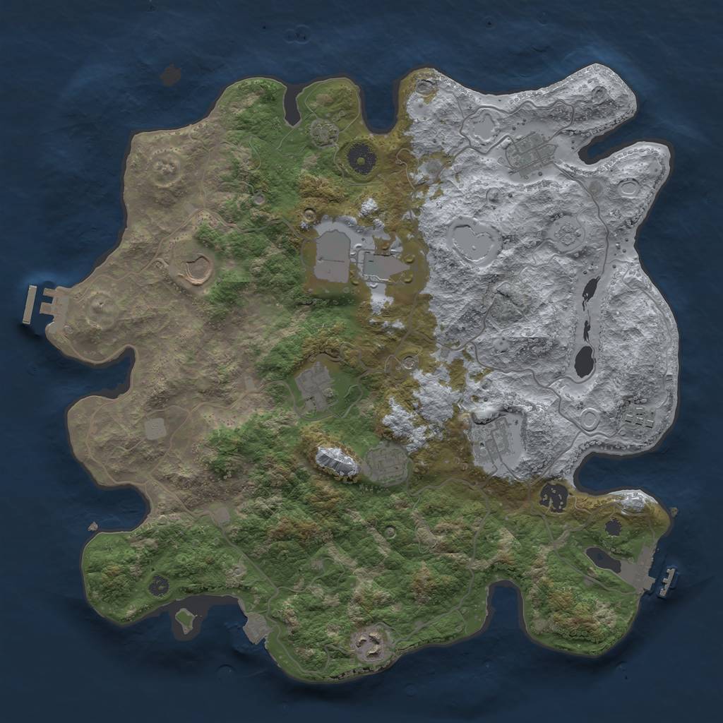 Rust Map: Procedural Map, Size: 3750, Seed: 684365, 17 Monuments