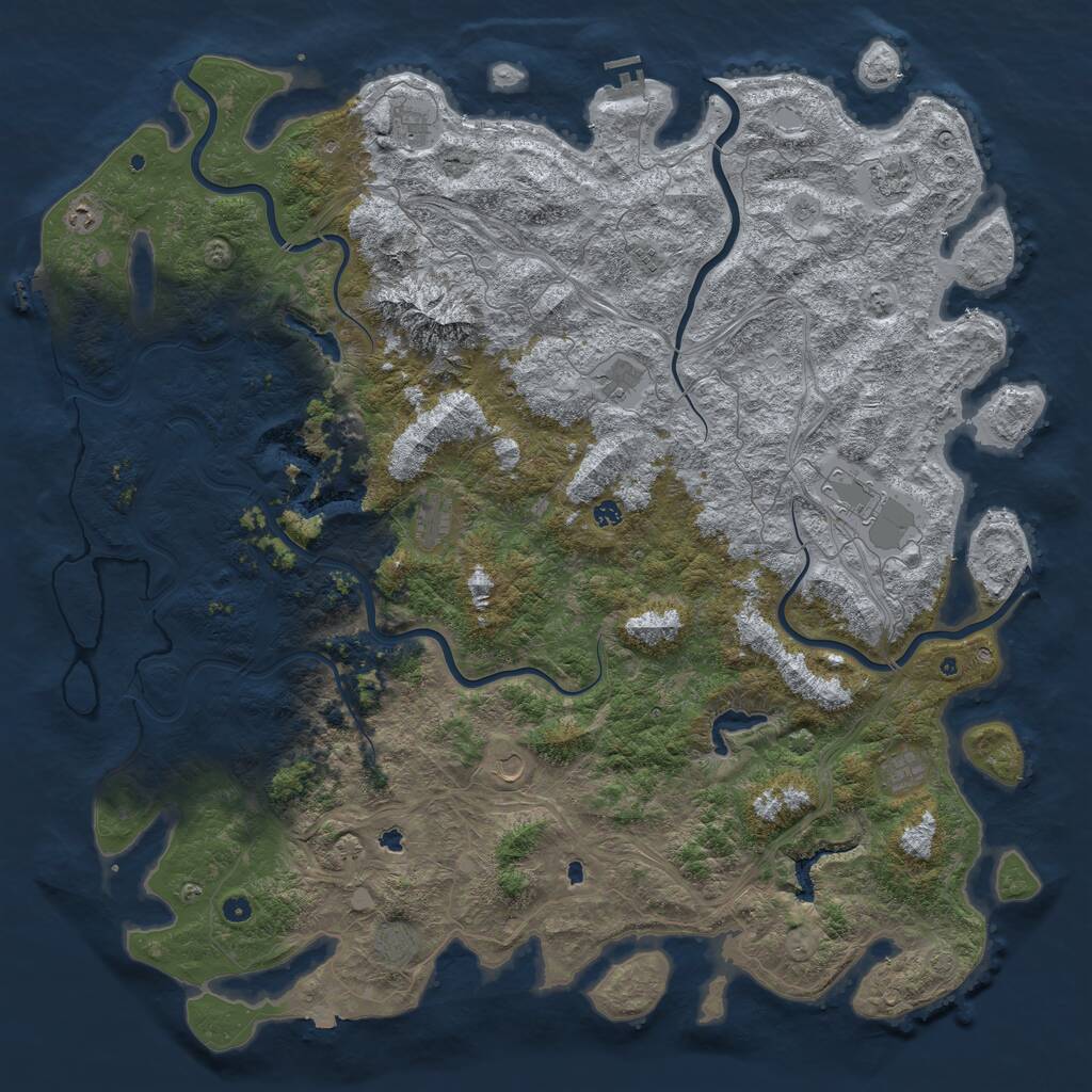 Rust Map: Procedural Map, Size: 6000, Seed: 81106104, 17 Monuments