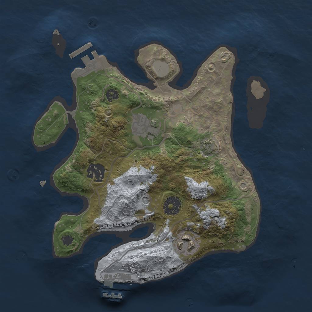 Rust Map: Procedural Map, Size: 2500, Seed: 761448328, 10 Monuments