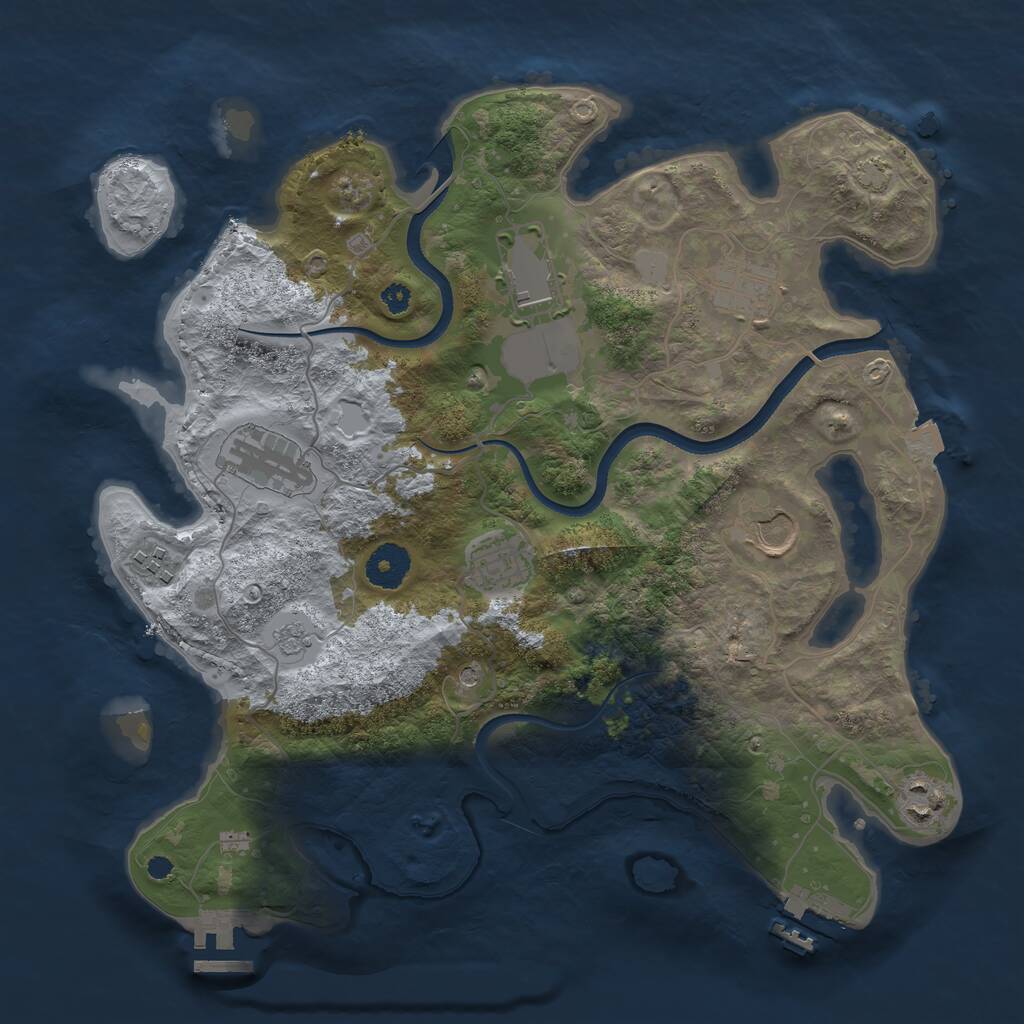 Rust Map: Procedural Map, Size: 3500, Seed: 258304441, 13 Monuments