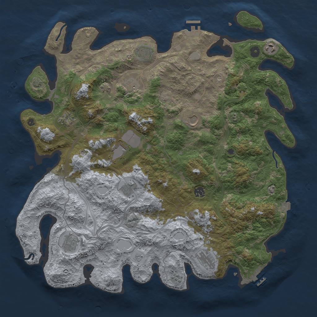Rust Map: Procedural Map, Size: 4500, Seed: 1138890809, 19 Monuments