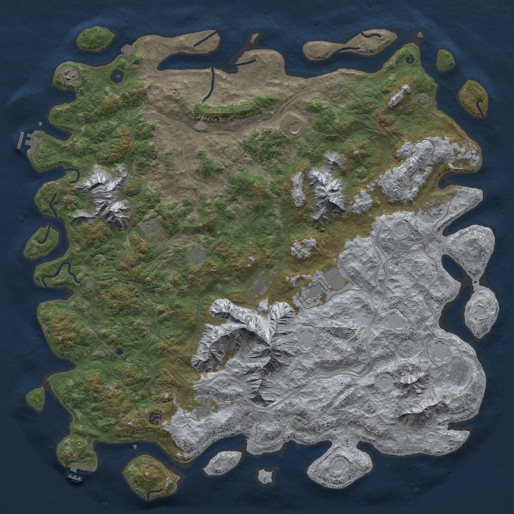 Rust Map: Procedural Map, Size: 6000, Seed: 881074341, 19 Monuments