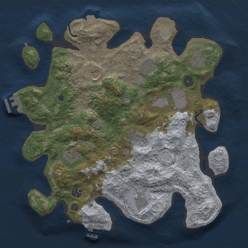 Rust Map: Procedural Map, Size: 3500, Seed: 77062867, 16 Monuments