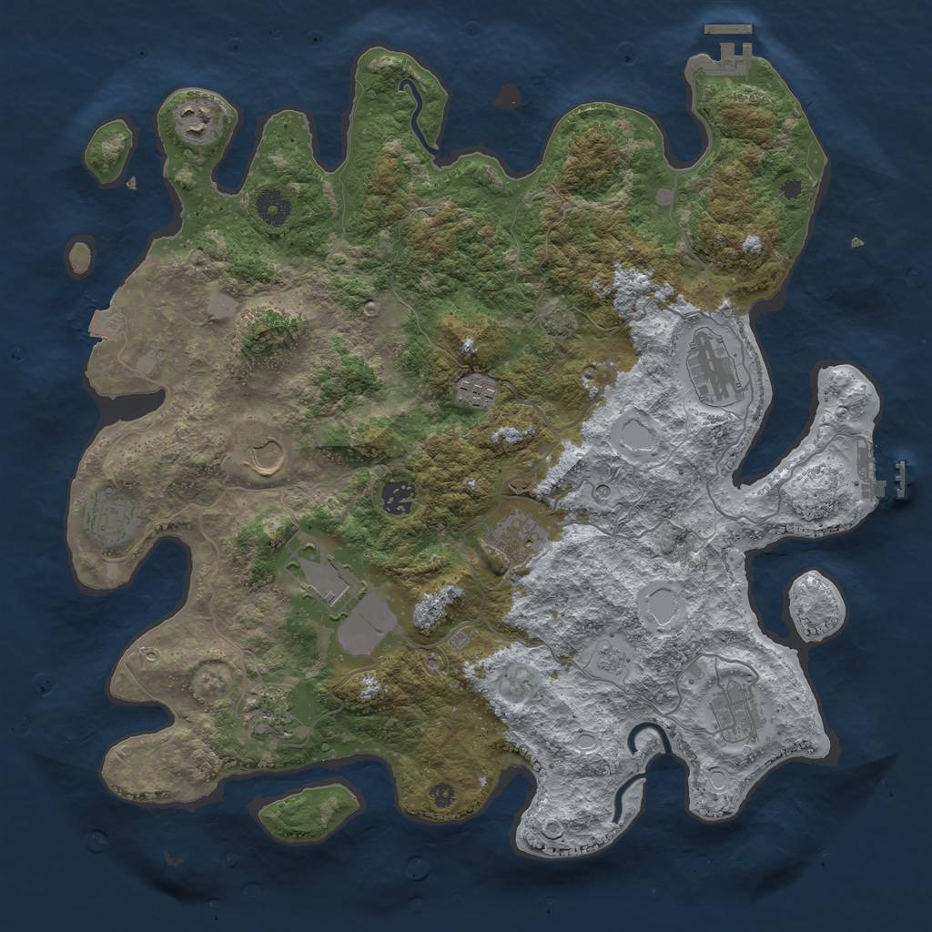 Rust Map: Procedural Map, Size: 3950, Seed: 14565035, 18 Monuments
