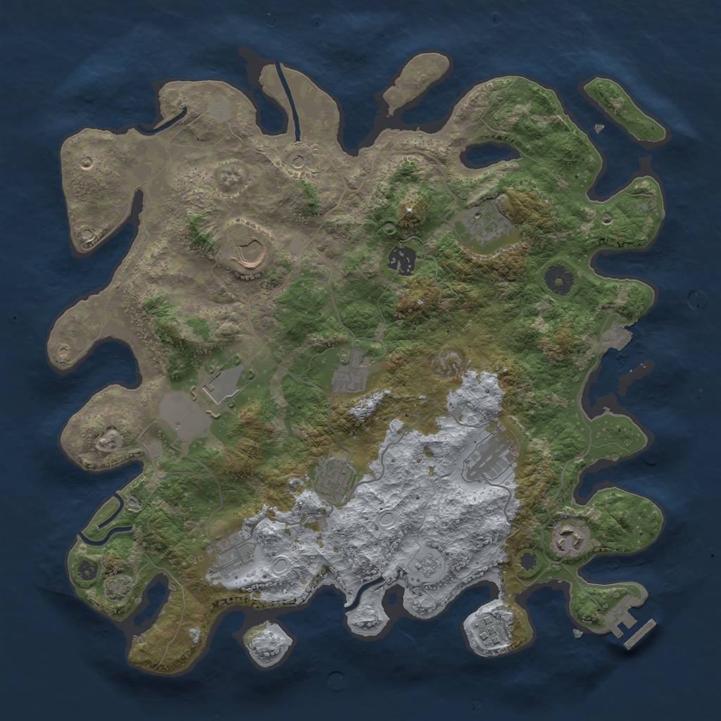 Rust Map: Procedural Map, Size: 3750, Seed: 2039058364, 17 Monuments