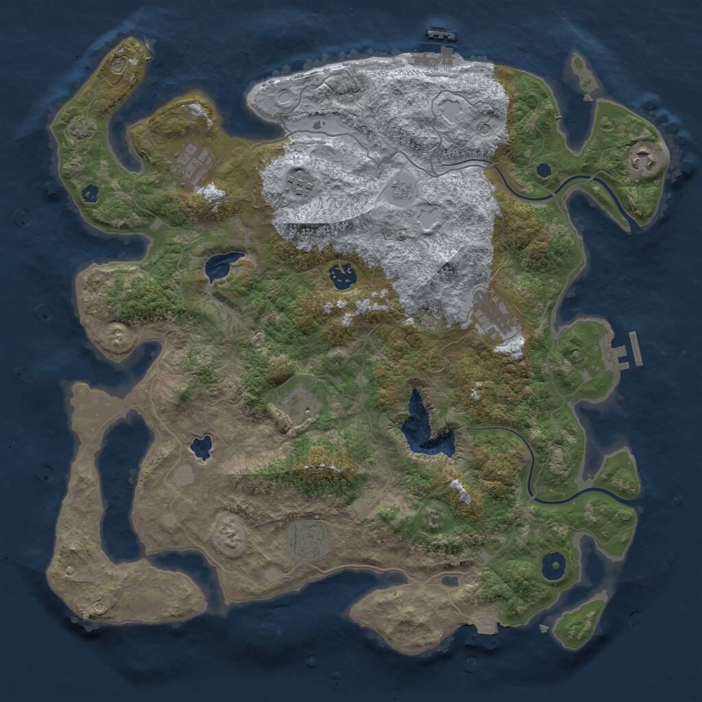 Rust Map: Procedural Map, Size: 4000, Seed: 5763456, 13 Monuments