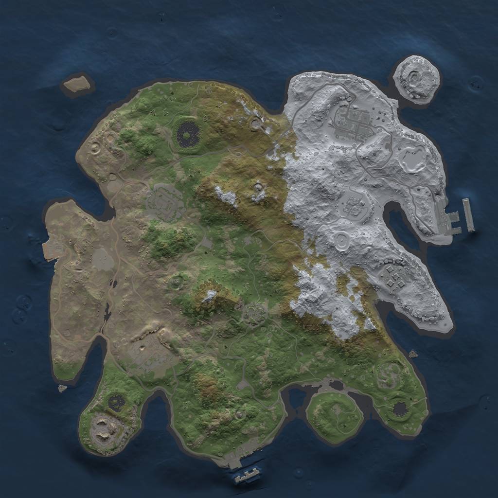 Rust Map: Procedural Map, Size: 3000, Seed: 71364, 12 Monuments