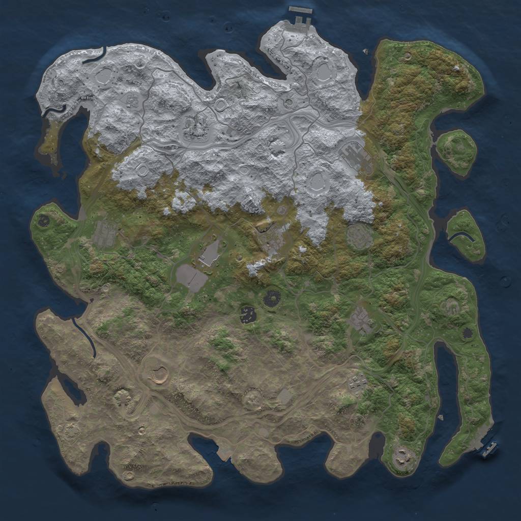 Rust Map: Procedural Map, Size: 4500, Seed: 1040175564, 19 Monuments