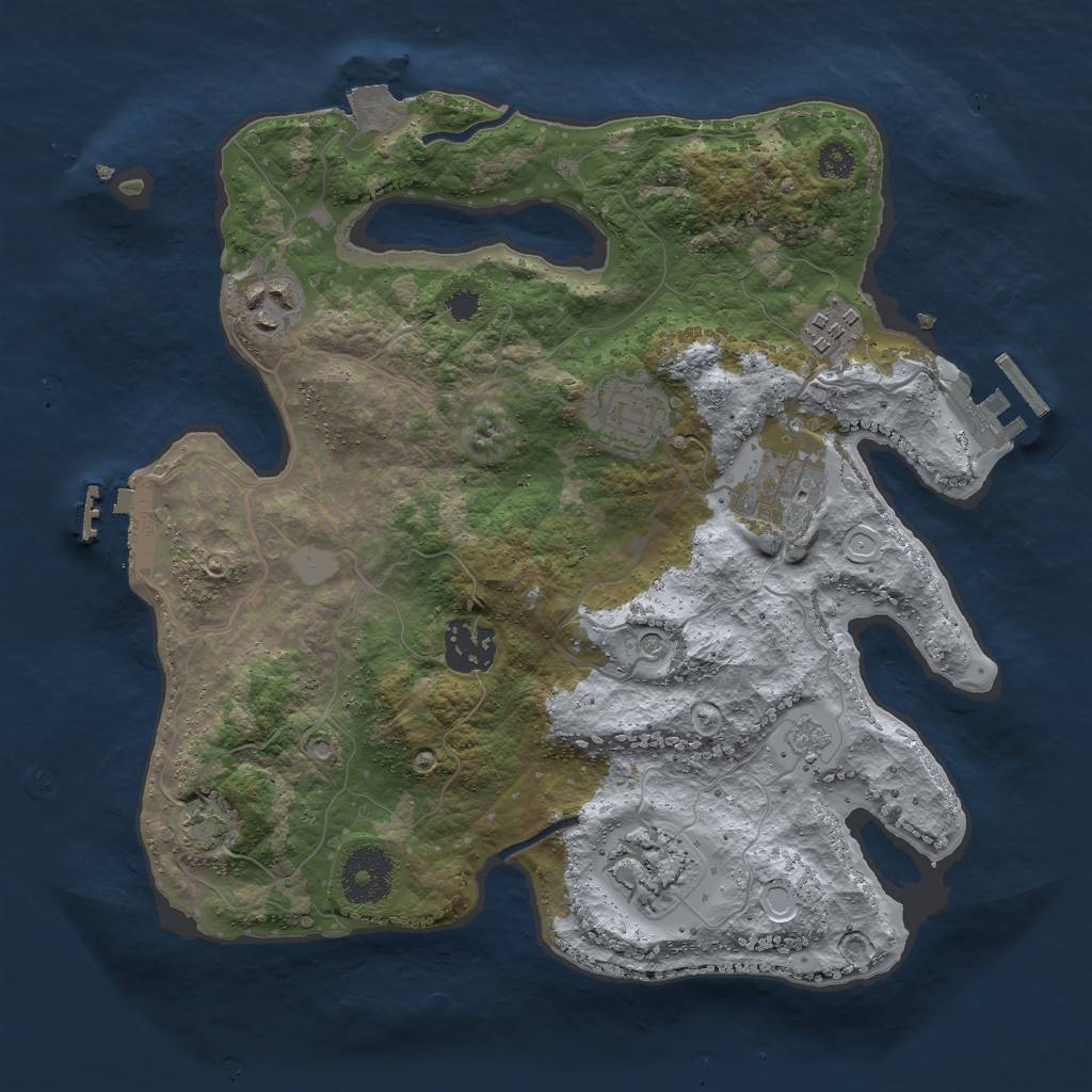 Rust Map: Procedural Map, Size: 3000, Seed: 33819, 14 Monuments
