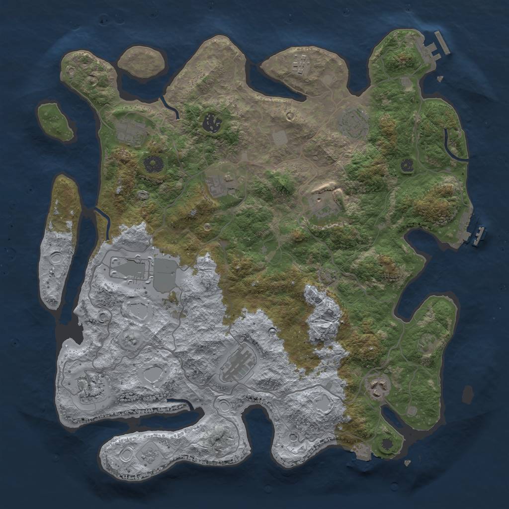 Rust Map: Procedural Map, Size: 4000, Seed: 64022998, 18 Monuments