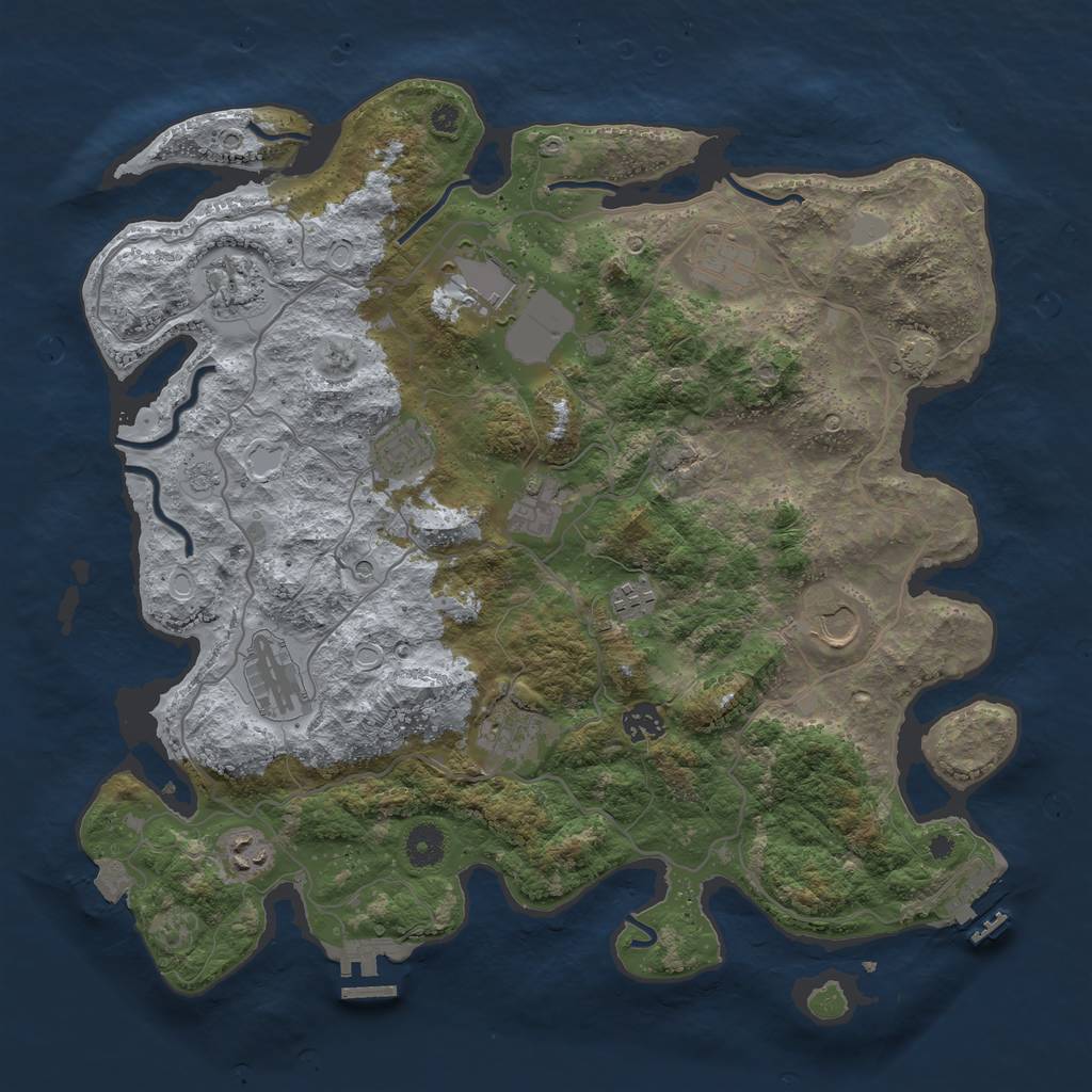 Rust Map: Procedural Map, Size: 4000, Seed: 1394788666, 19 Monuments