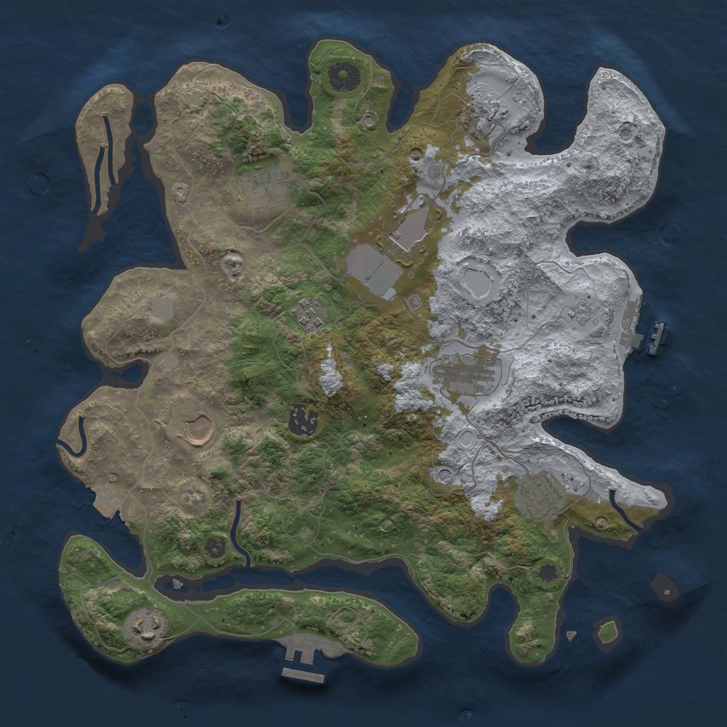 Rust Map: Procedural Map, Size: 3500, Seed: 1432891950, 17 Monuments