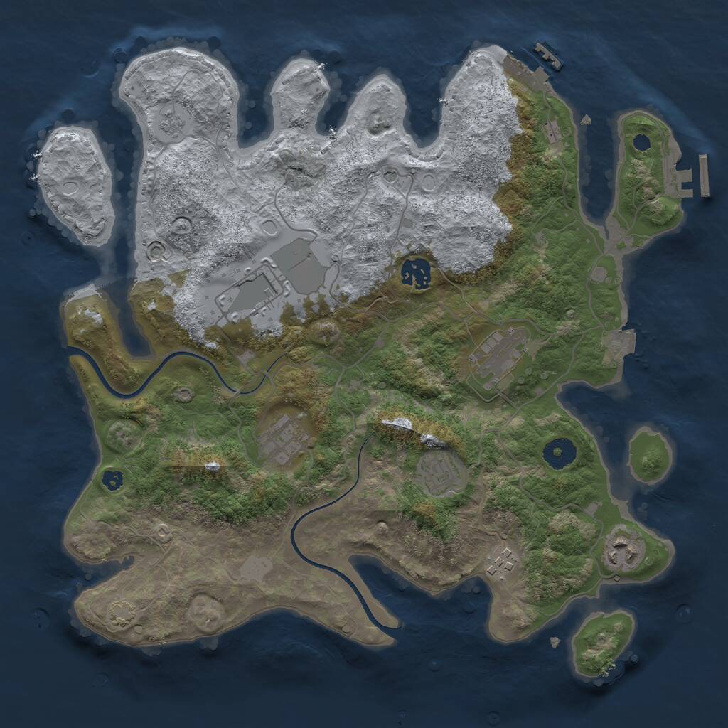 Rust Map: Procedural Map, Size: 3500, Seed: 1171325199, 13 Monuments