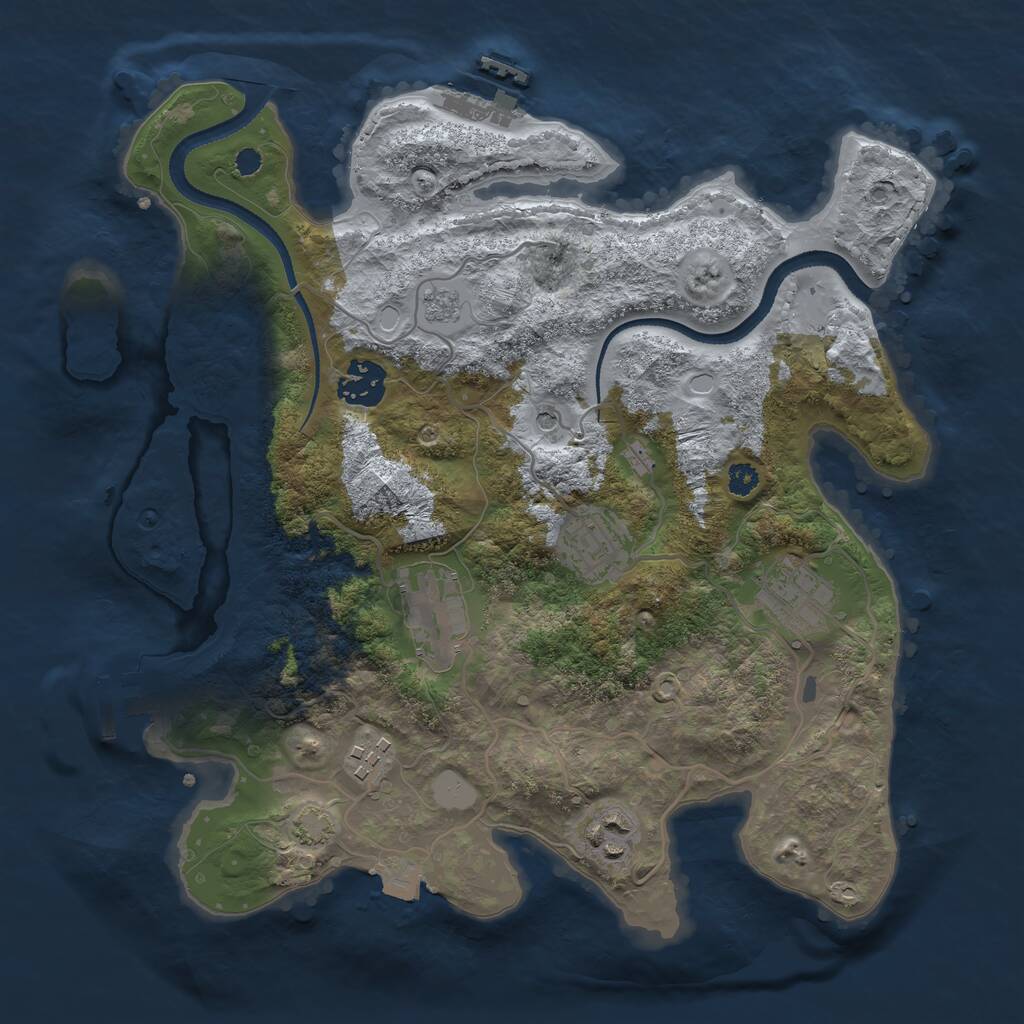 Rust Map: Procedural Map, Size: 3200, Seed: 488849151, 12 Monuments